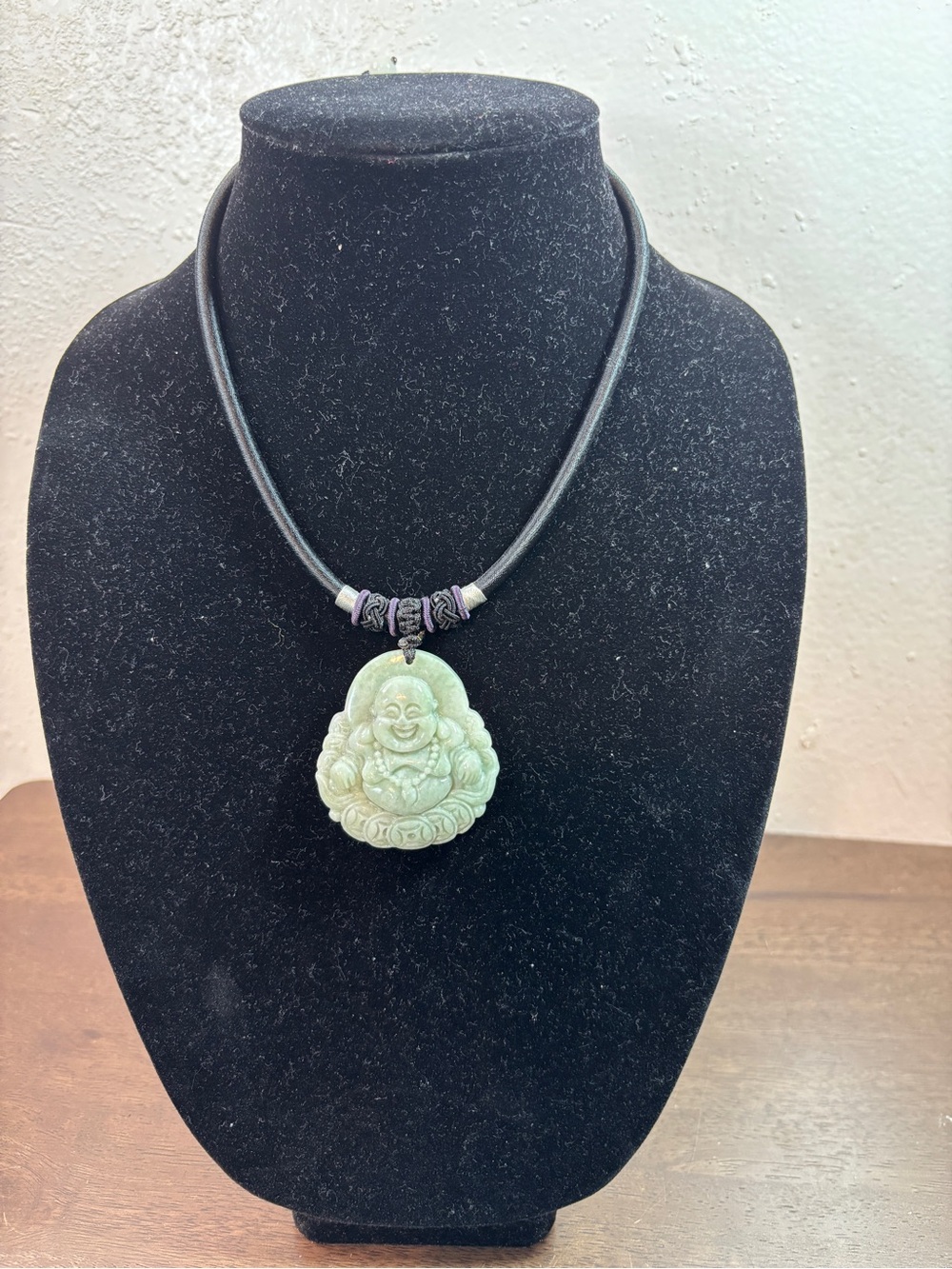Hand-Carved Green Buddha Jade Pendant Necklace